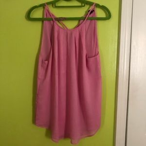 Pink, high neck sleeveless top